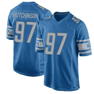 Detroit Lions Men's Aidan Hutchinson Game Team Color Jersey - Blue