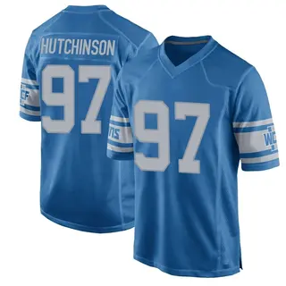 Detroit Lions Men's Aidan Hutchinson Game Throwback Vapor Untouchable Jersey - Blue