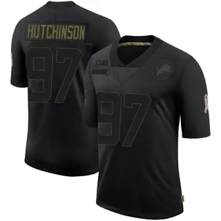 Detroit Lions Men's Aidan Hutchinson Limited 2020 Salute To Service Jersey - Black