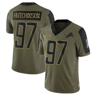 Detroit Lions Men's Aidan Hutchinson Limited 2021 Salute To Service Jersey - Olive