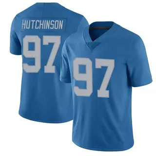 Detroit Lions Men's Aidan Hutchinson Limited Throwback Vapor Untouchable Jersey - Blue