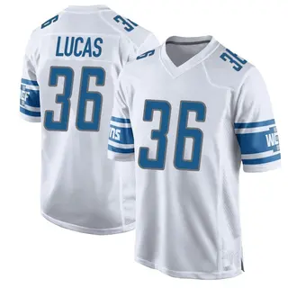 Detroit Lions Men's Chase Lucas Game Jersey - White