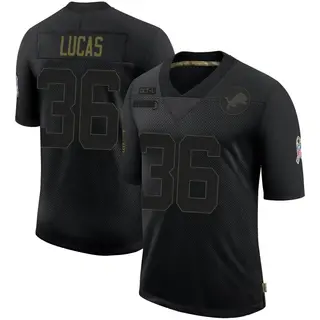 Detroit Lions Men's Chase Lucas Limited 2020 Salute To Service Jersey - Black