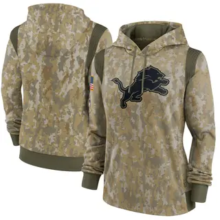 Detroit Lions Women's 2021 Salute to Service Therma Performance Pullover Hoodie - Olive