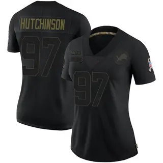 Detroit Lions Women's Aidan Hutchinson Limited 2020 Salute To Service Jersey - Black