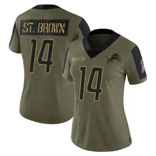Detroit Lions Women's Amon-Ra St. Brown Limited 2021 Salute To Service Jersey - Olive