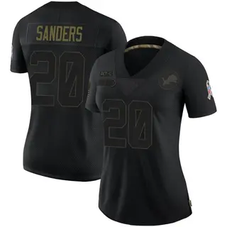 Detroit Lions Women's Barry Sanders Limited 2020 Salute To Service Jersey - Black