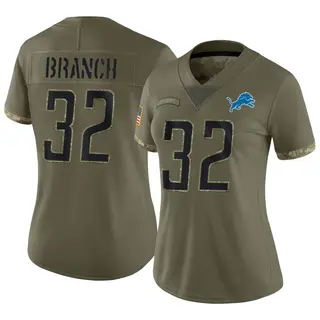 Detroit Lions Women's Brian Branch Limited 2022 Salute To Service Jersey - Olive