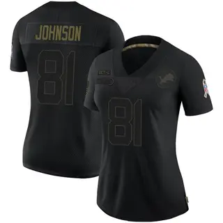 Detroit Lions Women's Calvin Johnson Limited 2020 Salute To Service Jersey - Black