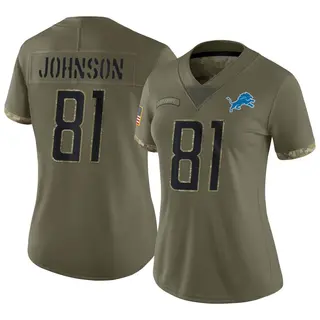 Detroit Lions Women's Calvin Johnson Limited 2022 Salute To Service Jersey - Olive