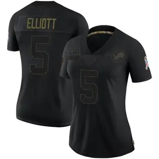 Detroit Lions Women's DeShon Elliott Limited 2020 Salute To Service Jersey - Black