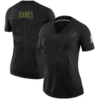 Detroit Lions Women's Eric Banks Limited 2020 Salute To Service Jersey - Black
