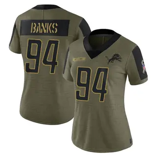 Detroit Lions Women's Eric Banks Limited 2021 Salute To Service Jersey - Olive