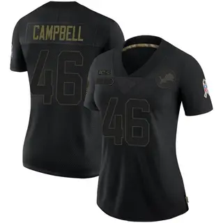 Detroit Lions Women's Jack Campbell Limited 2020 Salute To Service Jersey - Black