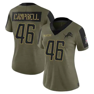Detroit Lions Women's Jack Campbell Limited 2021 Salute To Service Jersey - Olive