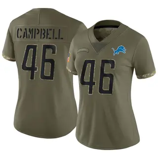 Detroit Lions Women's Jack Campbell Limited 2022 Salute To Service Jersey - Olive
