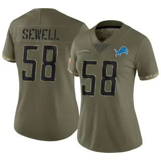 Detroit Lions Women's Penei Sewell Limited 2022 Salute To Service Jersey - Olive