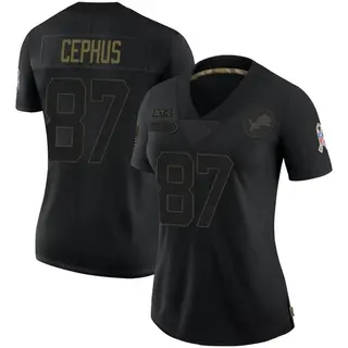Detroit Lions Women's Quintez Cephus Limited 2020 Salute To Service Jersey - Black