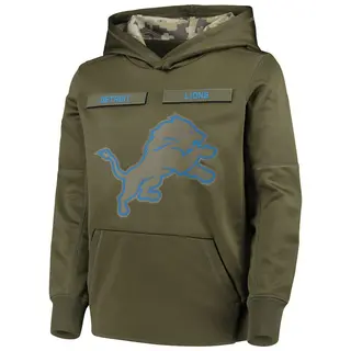 Detroit Lions Youth 2018 Salute to Service Pullover Performance Hoodie - Green
