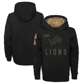 Detroit Lions Youth 2020 Salute to Service Pullover Performance Hoodie - Black