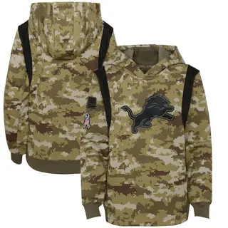 Detroit Lions Youth 2021 Salute to Service Therma Performance Pullover Hoodie - Olive