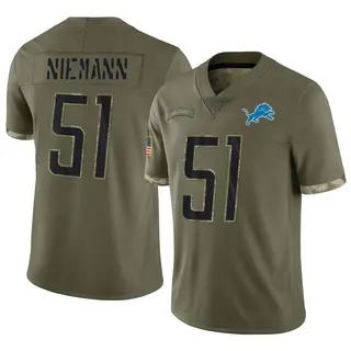 Detroit Lions Youth Ben Niemann Limited 2022 Salute To Service Jersey - Olive