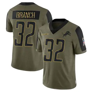 Detroit Lions Youth Brian Branch Limited 2021 Salute To Service Jersey - Olive