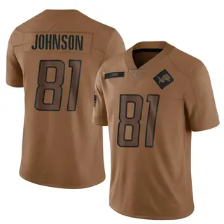 Detroit Lions Youth Calvin Johnson Limited 2023 Salute To Service Jersey - Brown