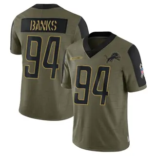Detroit Lions Youth Eric Banks Limited 2021 Salute To Service Jersey - Olive