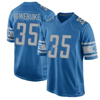 Detroit Lions Youth Godwin Igwebuike Game Team Color Jersey - Blue