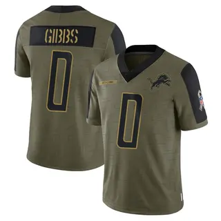 Detroit Lions Youth Jahmyr Gibbs Limited 2021 Salute To Service Jersey - Olive