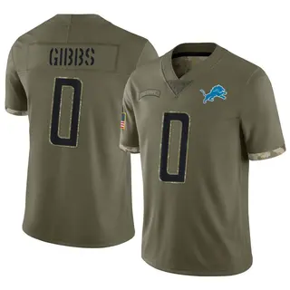 Detroit Lions Youth Jahmyr Gibbs Limited 2022 Salute To Service Jersey - Olive