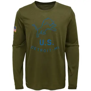 Detroit Lions Youth Legend 2018 Salute to Service Performance Long Sleeve T-Shirt - Olive