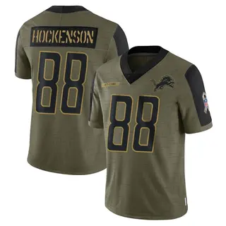 Detroit Lions Youth T.J. Hockenson Limited 2021 Salute To Service Jersey - Olive