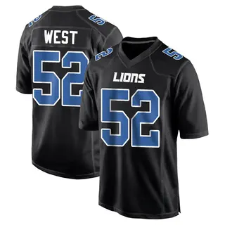 Detroit Lions Youth Tyre West Game Carbon Fashion Jersey - Black